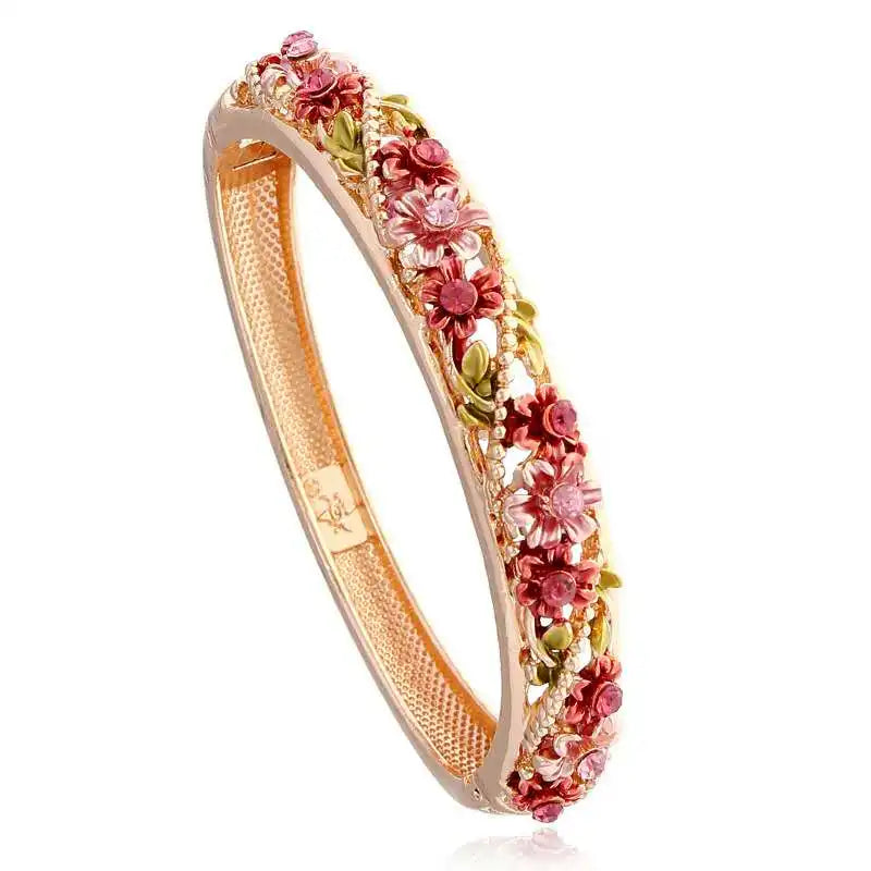 Palace Vintage Bracelet Women's Hand-Painted Delicate Painted Opening Hollow Flower Bracelet Accessories