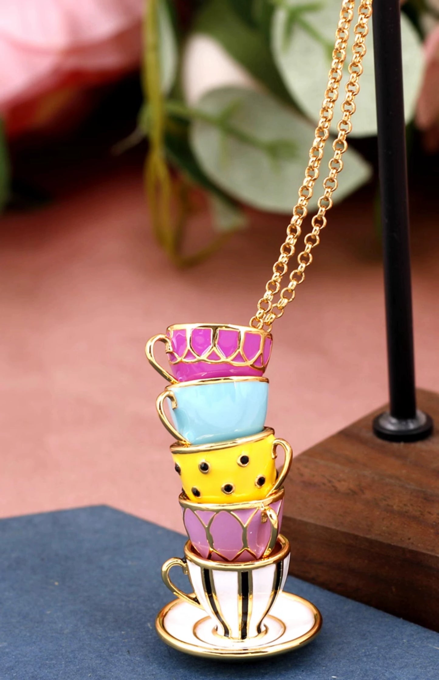 Enamel Glaze Tea Cup Sweater Chain Dress Chain 2024 Fashion Elegant Teapot Accessible Luxury Necklace Female Stylish Stud Earrings