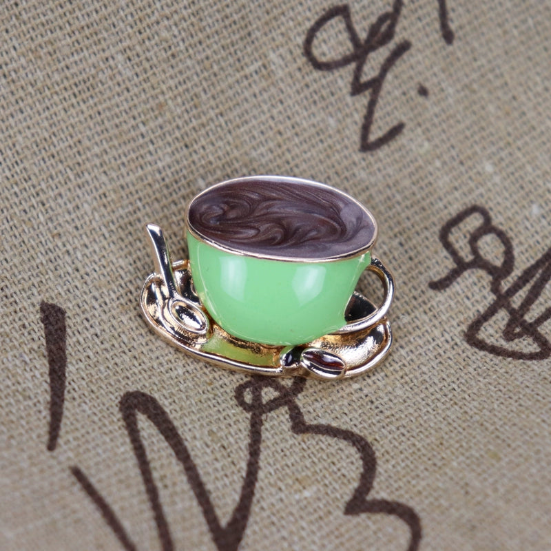 Cross-Border Hot Sale Vintage Coffee Cup Tableware Brooch