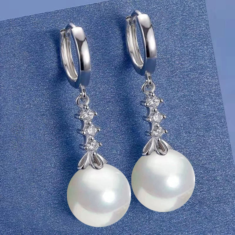 All-Match White Bride Ladieswear Water-Drop Eardrops Female Pearl