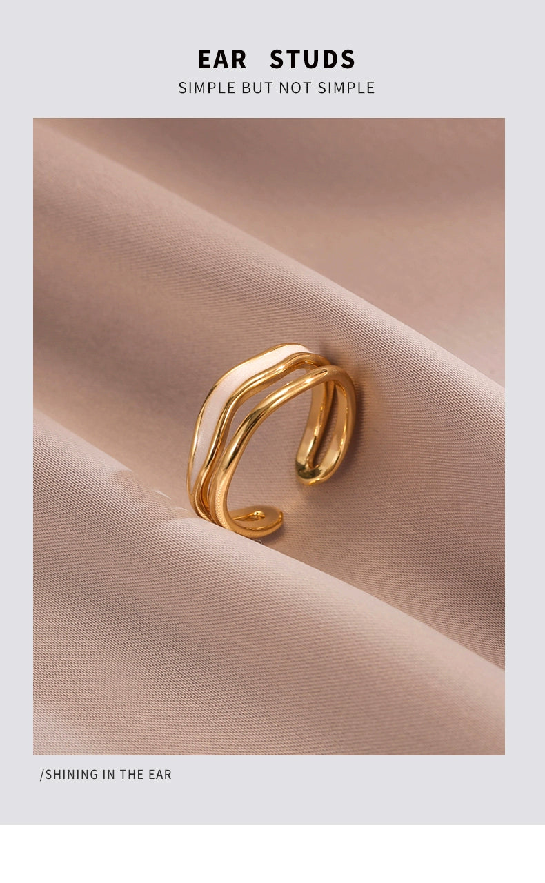 White Drip Glazed Elegant Female Fashion Open-End Personality Ring