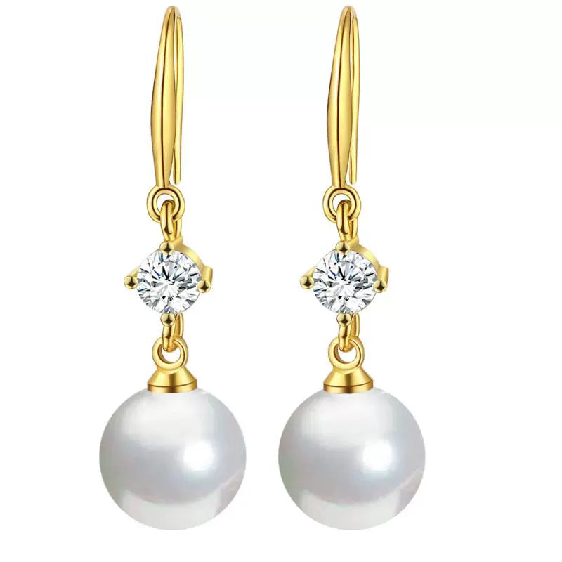 All-Match White Bride Ladieswear Water-Drop Eardrops Female Pearl