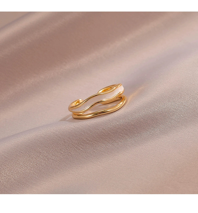 White Drip Glazed Elegant Female Fashion Open-End Personality Ring