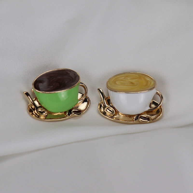 Cross-Border Hot Sale Vintage Coffee Cup Tableware Brooch