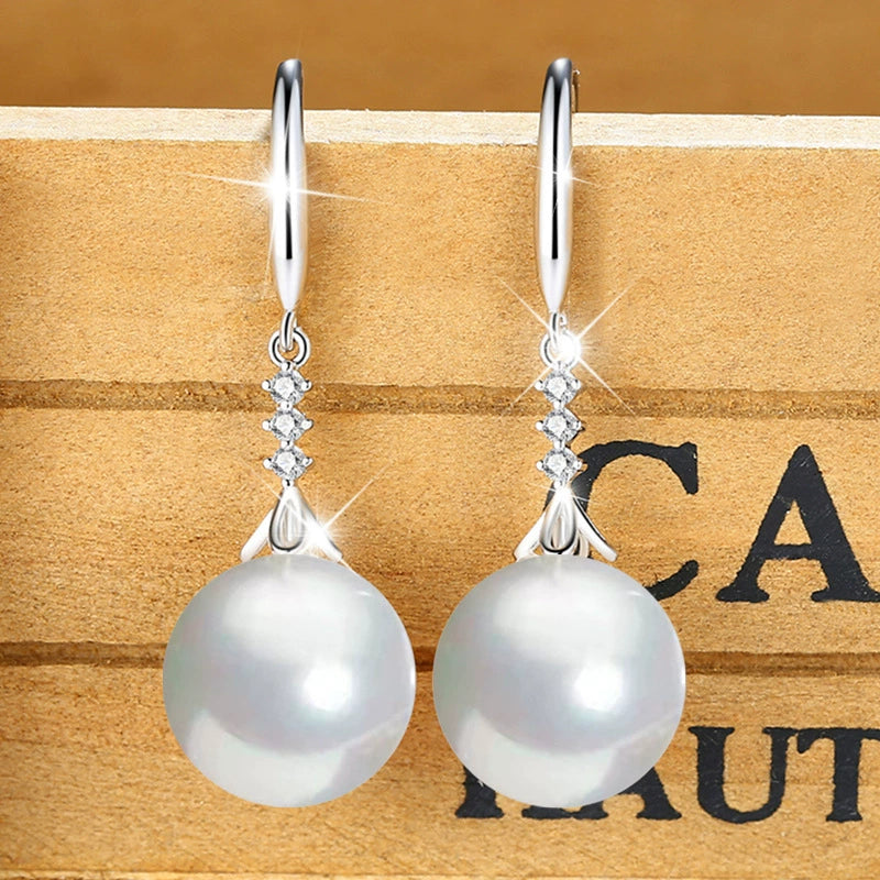 All-Match White Bride Ladieswear Water-Drop Eardrops Female Pearl