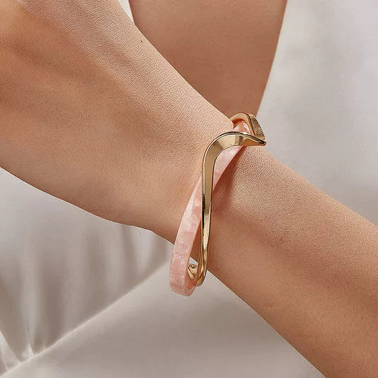 Real Gold Plating Fritillary Open-Ended Bracelet South Korea Ins Metal Texture Bracelet Niche Normcore Bag Fancy Bracelet