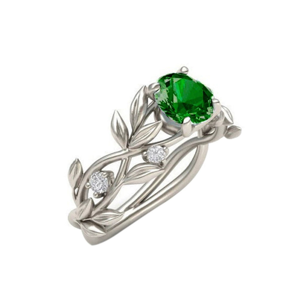 Fashion Princess Olive Leaf Engagement Rhinestone-Encrusted Jewelry Ring