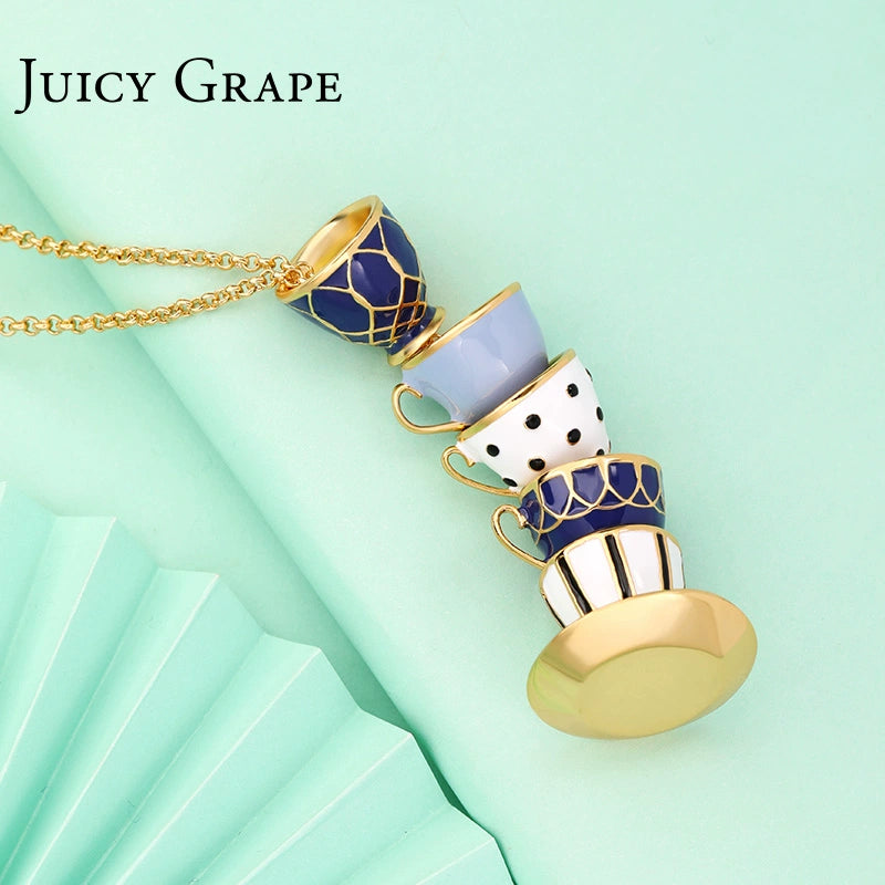 Juicy Grape Female Teapot Pendant Sweater Chain