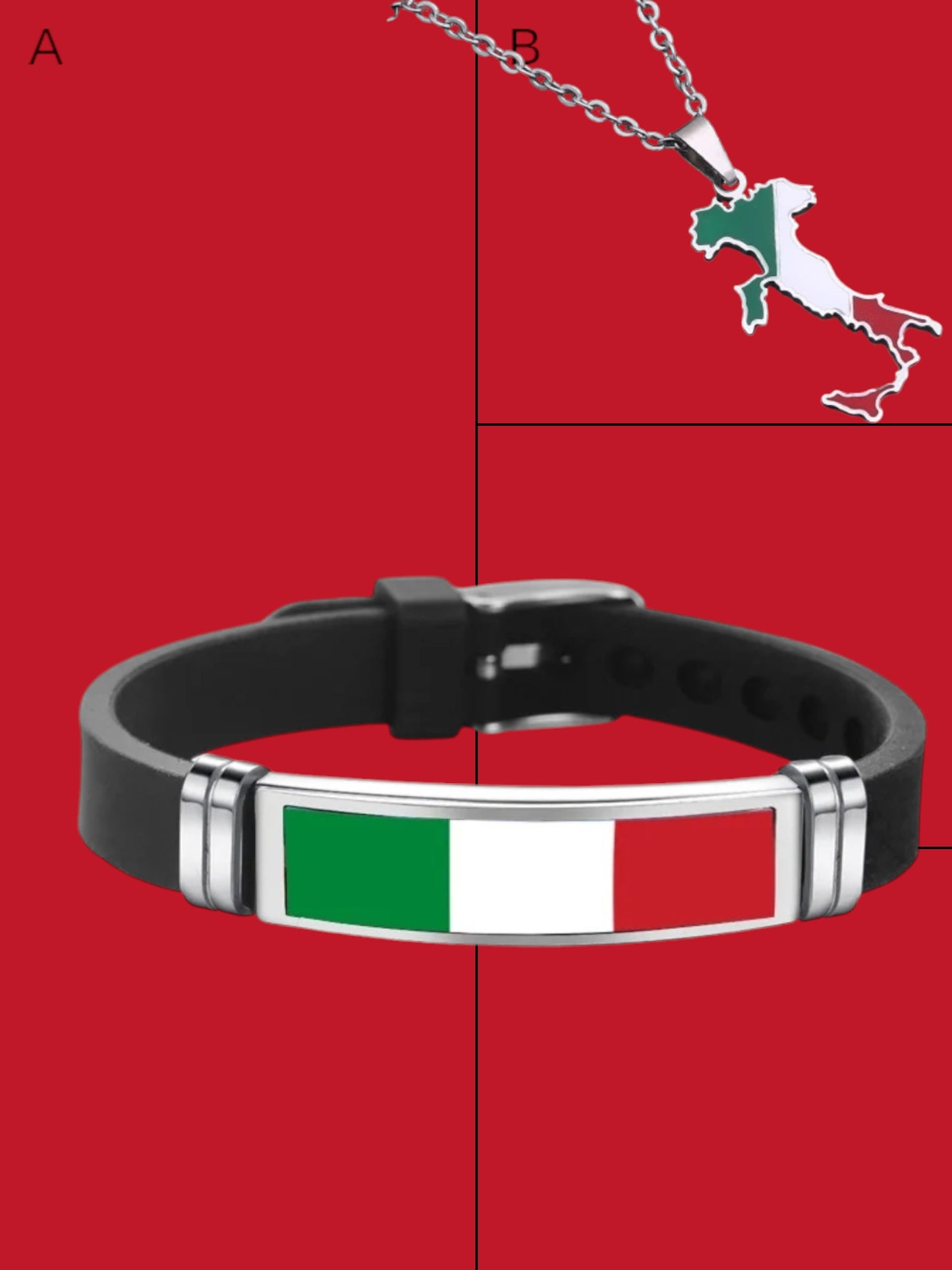 Juego pulsera y cadena Italia para hombre