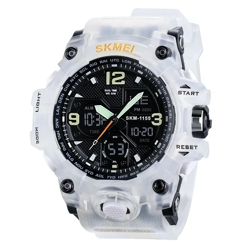 SKMEI 1155B  5Bar Waterproof Dual Display Wristwatches Relogio Masculino watch Sport Men Military Digital Watches Sport Watch