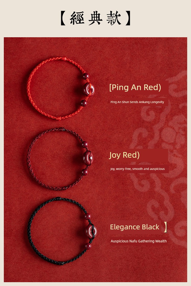 Cinnabar Safety Buckle Bracelet Women's Natural Red Rope Braid Carrying Strap Bracelet Sterling Silver Anklet Official Flagship Store