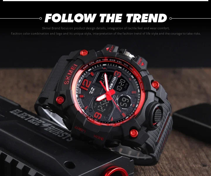 SKMEI 1155B  5Bar Waterproof Dual Display Wristwatches Relogio Masculino watch Sport Men Military Digital Watches Sport Watch