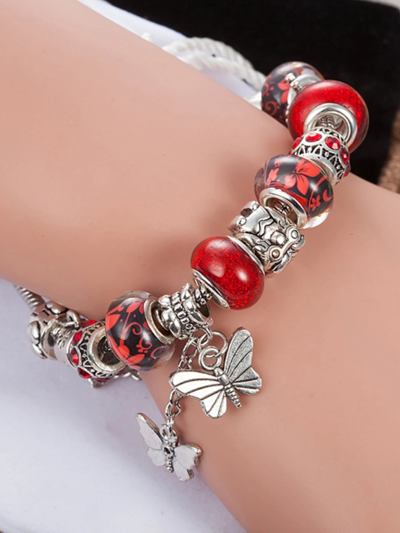 1 fashionable DIY crystal bead butterfly tassel pendant for women's bracelet