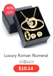 Luxury Roman Numeral Necklace Earring Bracelet Ring Set For Women Never Fade 316L Stainless Steel Wedding Jewelry Set Gift Box