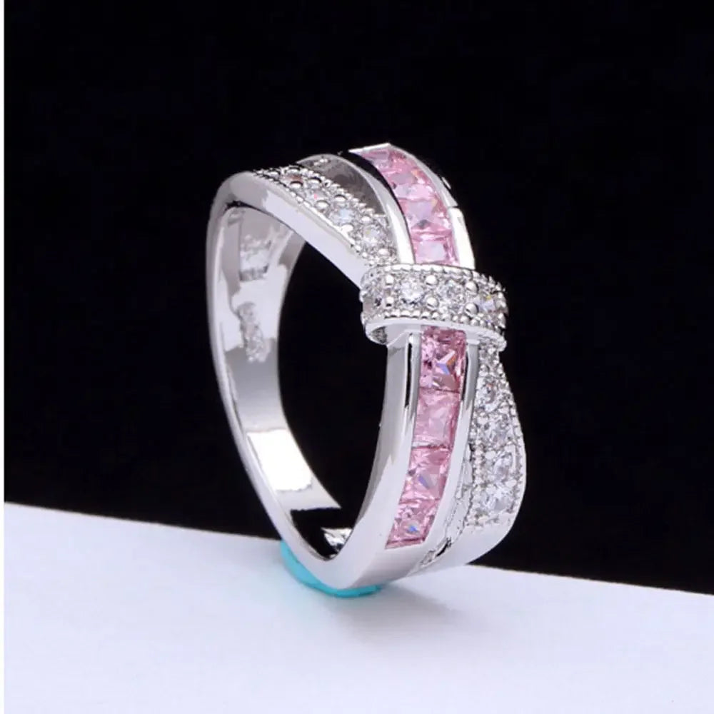 wholesale 925 Sterling silver Ring Beautiful pretty fashion Wedding ring Party White gold color women stone crystal Lady jewelry