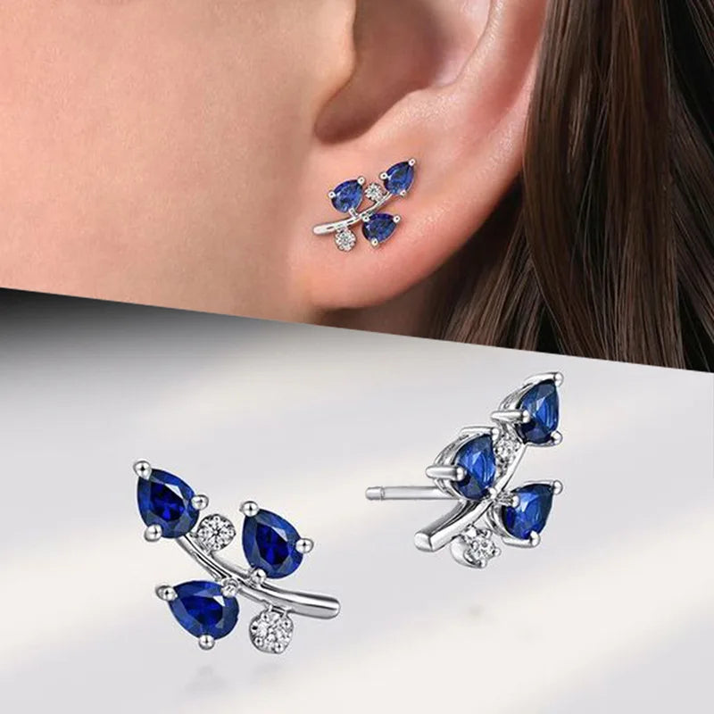 New Luxury Trendy Blue Cubic Zirconia Hoop Earrings Wedding Party Elegant Accessories for Women Anniversary Gift  Jewelry