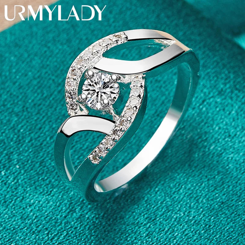 URMYLADY 925 Sterling Silver Angel Heart Zircon 7-10# Ring For Women Wedding Charm Engagement Fashion Jewelry