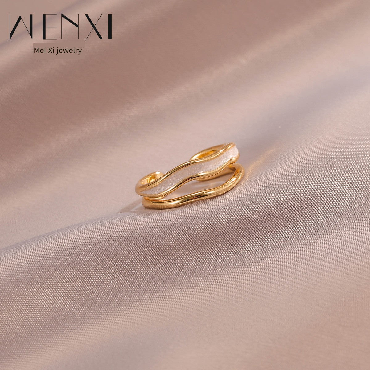 White Drip Glazed Elegant Female Fashion Open-End Personality Ring