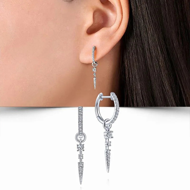 New Luxury Trendy Blue Cubic Zirconia Hoop Earrings Wedding Party Elegant Accessories for Women Anniversary Gift  Jewelry