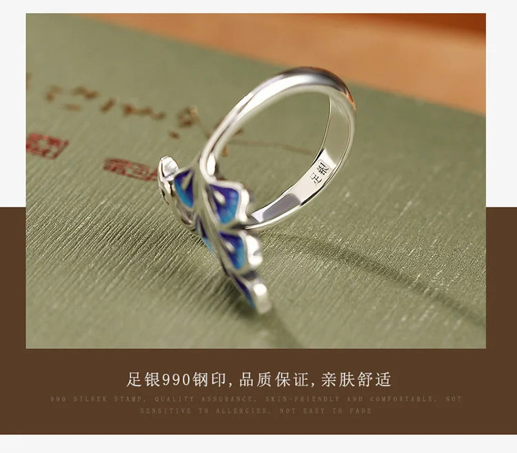 925 Sterling Silver Blue Peacock Wedding Rings For Women Engagement Wedding Fine Jewelry Jewellery Women Wholesale