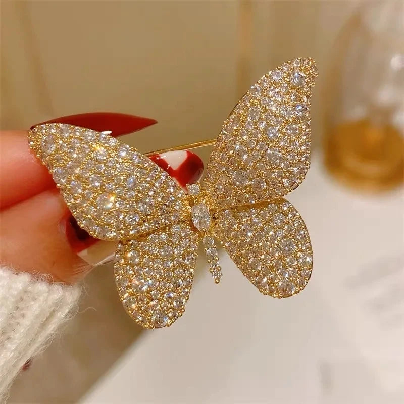 Luxury Lily Flower Brooches Women's Exquisite Crystal Bouquet Plant Corsage Pin Suit Jewelry Accessories