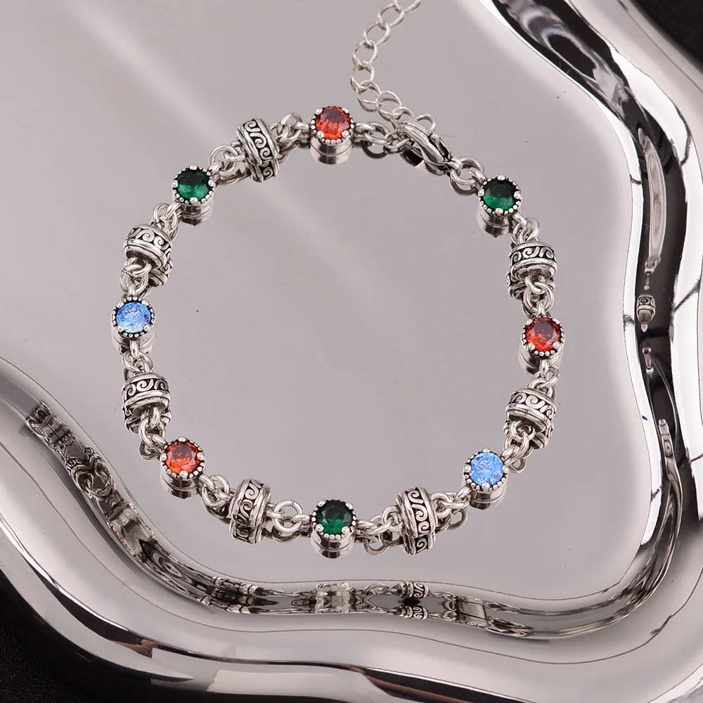 New Arrival Trendy Colorful Crystal 925 Sterling Silver Female Bracelet Wholesale Jewelry For Women Birthday Gifts