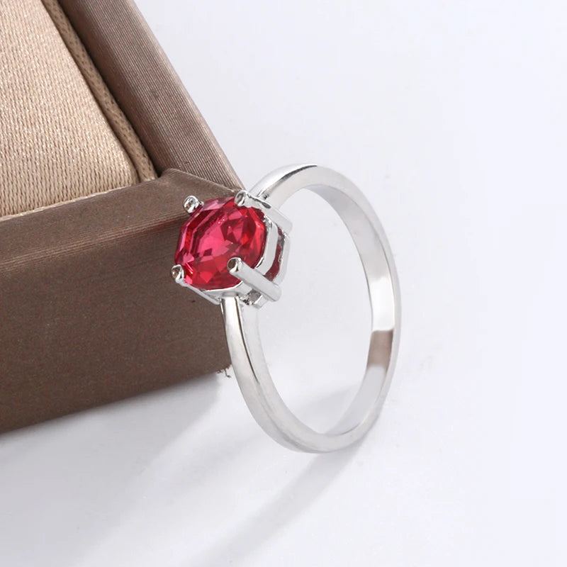 Stylish AAA Cubic Zirconia Red Crystal Ring Women's Wedding Anniversary Party Ring High Quality Finger Accessories New Jewelry