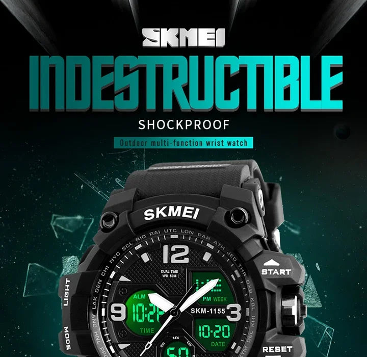 SKMEI 1155B  5Bar Waterproof Dual Display Wristwatches Relogio Masculino watch Sport Men Military Digital Watches Sport Watch