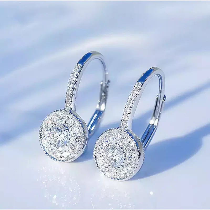 New Luxury Trendy Blue Cubic Zirconia Hoop Earrings Wedding Party Elegant Accessories for Women Anniversary Gift  Jewelry