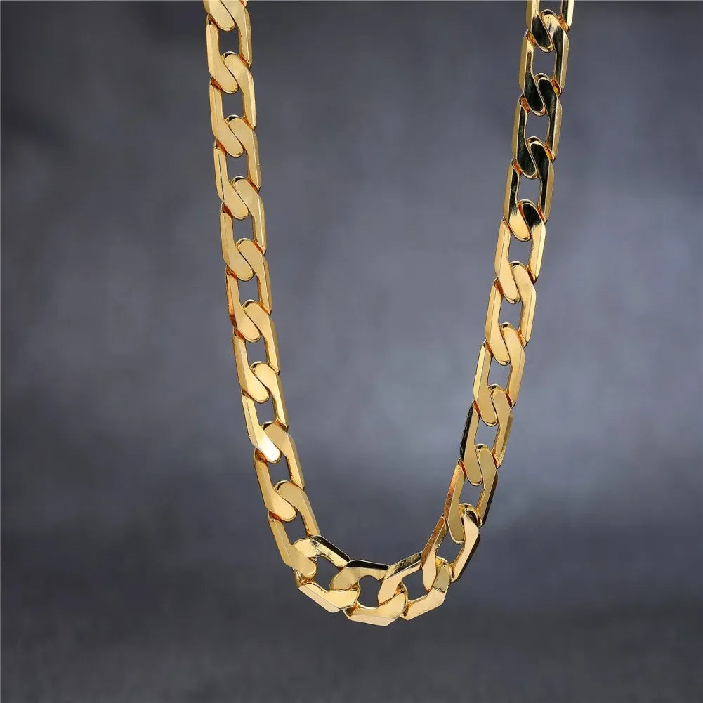 Special offer 18K gold Necklaces 925 Stamp Silver color Classic 8MM sideways chain for Men woman fine Jewelrys Wedding party