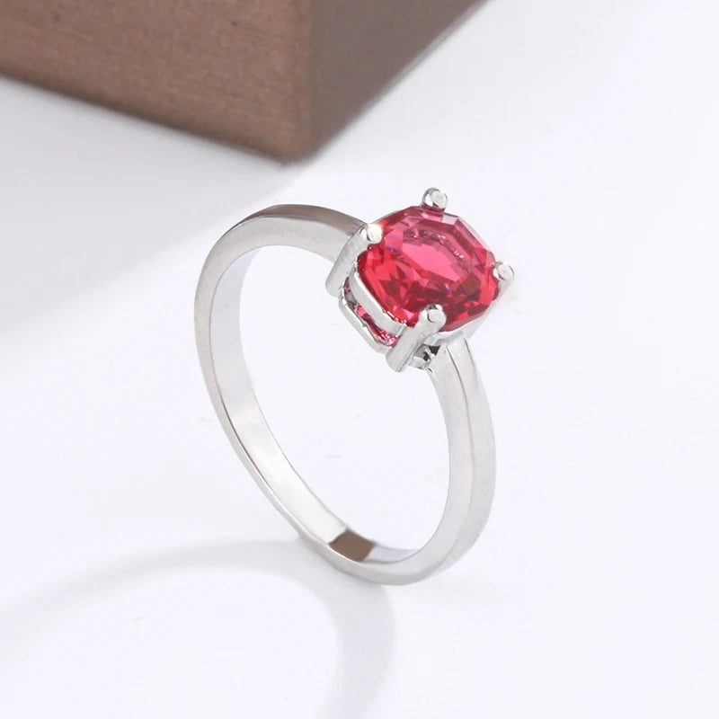 Stylish AAA Cubic Zirconia Red Crystal Ring Women's Wedding Anniversary Party Ring High Quality Finger Accessories New Jewelry