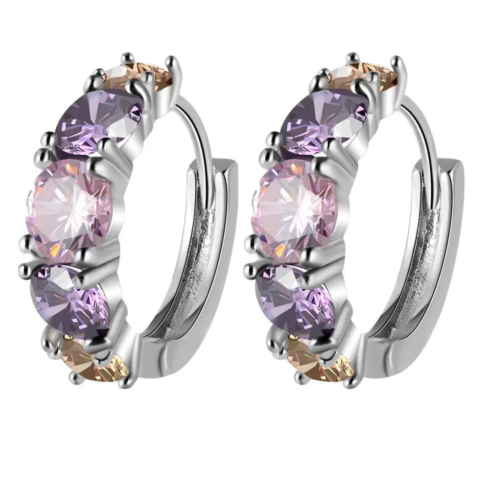 New Luxury Trendy Blue Cubic Zirconia Hoop Earrings Wedding Party Elegant Accessories for Women Anniversary Gift  Jewelry