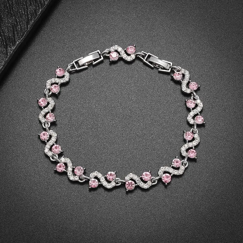 Exquisite Shining Rhinestone Zirconia Geometric Tennis Bracelet Women Fashion Trend Dinner Party Jewelry Girls Gift