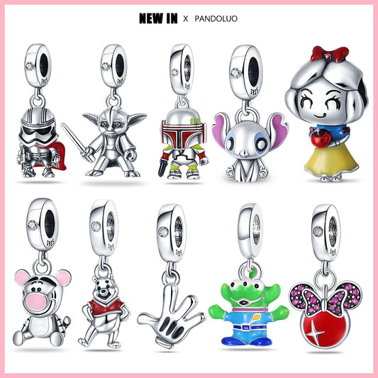 Charms Original 925 Silver Disney Snow White and Minnie Head charms Beads Fits Pandora Original Bracelet For Women Diy Jewelry