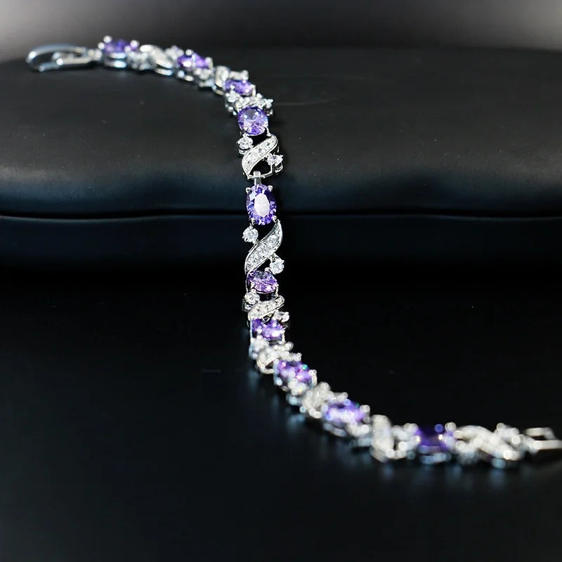 Exquisite Shining Rhinestone Zirconia Geometric Tennis Bracelet Women Fashion Trend Dinner Party Jewelry Girls Gift