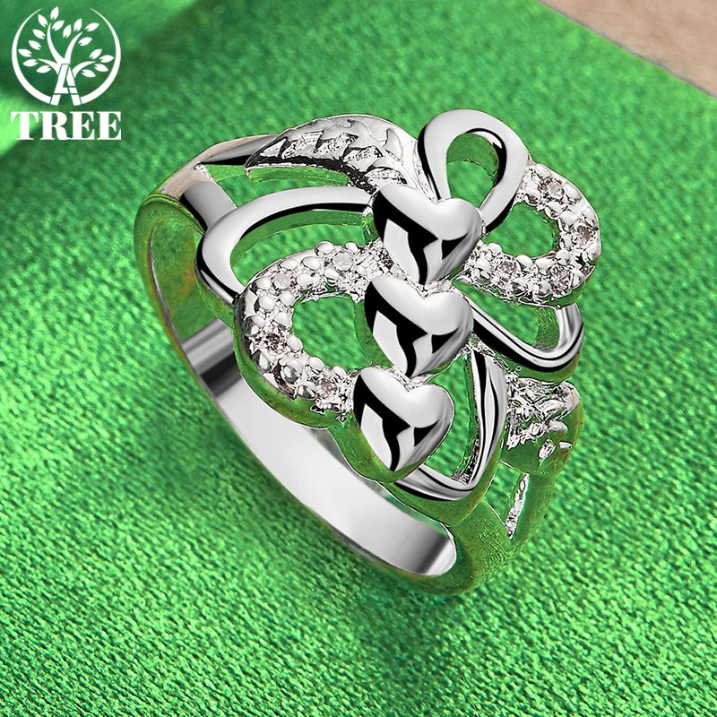 Luxury 925 Sterling Silver Geometry Heart Ring For Women Party Wedding Engagement Birthday Christmas Gift Fashion Charm Jewelry