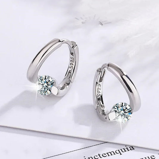 Silver Color New Women Fashion Jewelry Earrings for Women Classic High Quality Zircon Crystal Gold Stud Earring Valentines Day