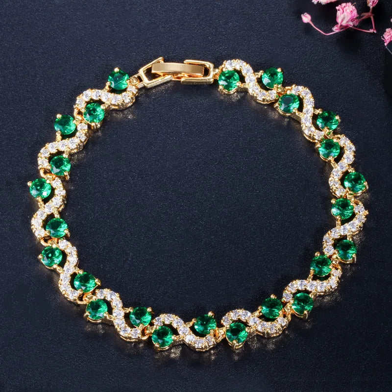 Exquisite Shining Rhinestone Zirconia Geometric Tennis Bracelet Women Fashion Trend Dinner Party Jewelry Girls Gift