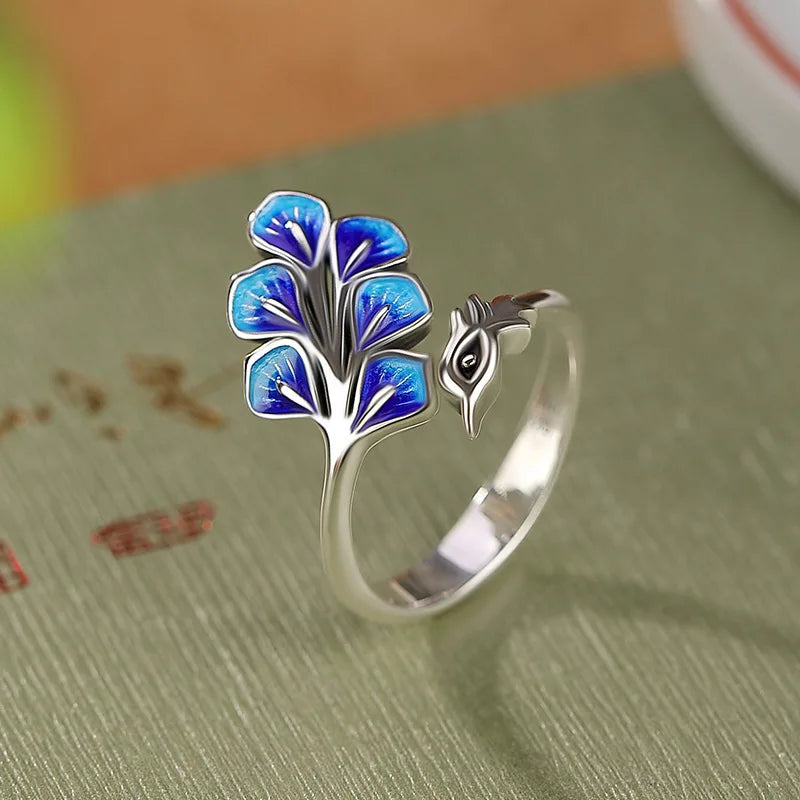 925 Sterling Silver Blue Peacock Wedding Rings For Women Engagement Wedding Fine Jewelry Jewellery Women Wholesale