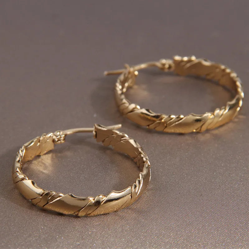 Fashion Stainless Steel Earrings Gold Color 3CM Hoop Earrings For Women Bijoux Elegant Women's Hoops