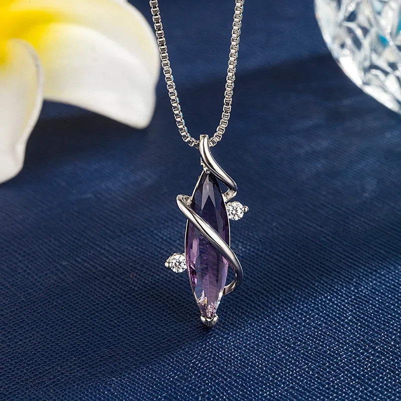 Fashion Pendant Necklace 925 Silver Jewelry with Sapphire Zircon Gemstone Accessories for Women Wedding Party Engagement Gifts