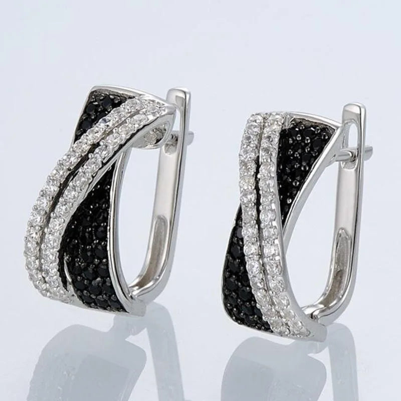 New Luxury Trendy Blue Cubic Zirconia Hoop Earrings Wedding Party Elegant Accessories for Women Anniversary Gift  Jewelry