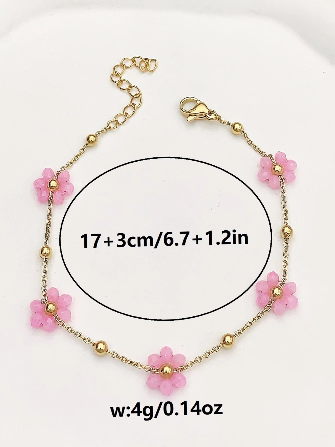 1 fashion girls new pink small flower beade bracelet birthday gift Dance party Back-to-school season wedding season Bozmian