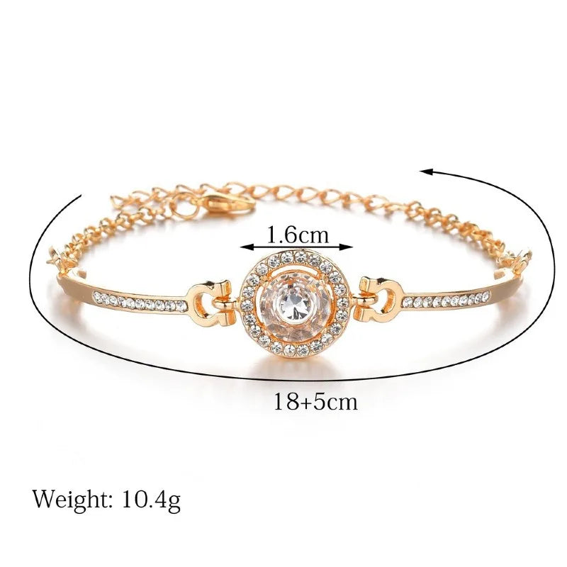 Luxury Clear Crystals Zircon Bracelet Summer Women Adjustable Round Gemstone Bangle Bracelet Party Jewelry Valentine's Day Gift