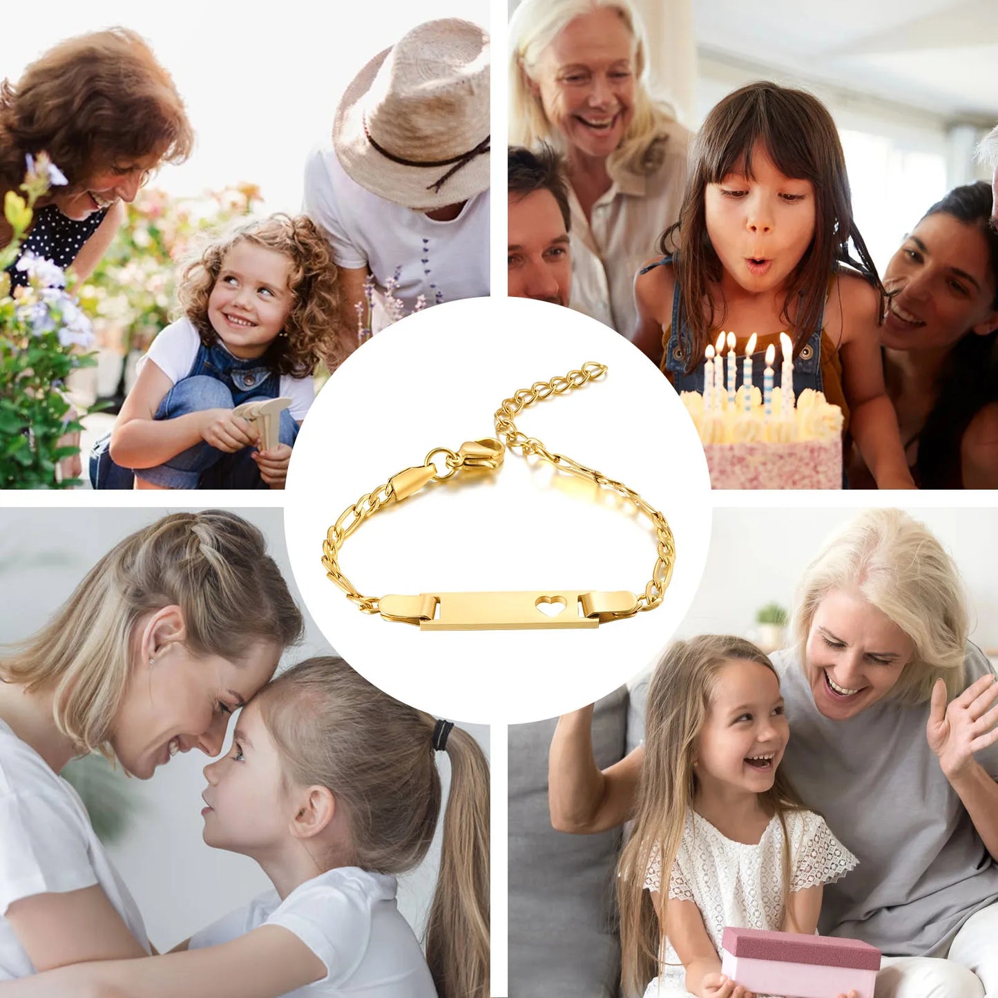 Vnox Personalize Custom Baby Girls Name Bracelet Gold Color Solid Stainless Steel Adjustable Boys Bracelet Gift to New Mom