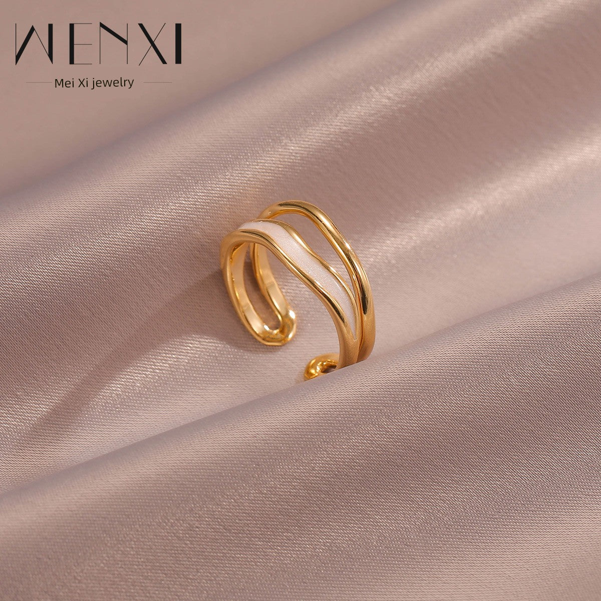 White Drip Glazed Elegant Female Fashion Open-End Personality Ring