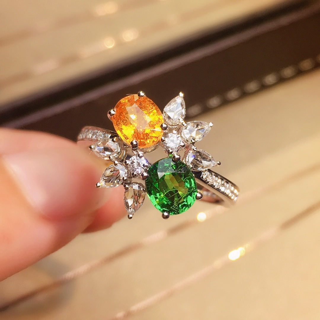 925 Silver Non-tarnish High Quality New Green Yellow Zirconia Ladies Ring Luxury Party Jewellery Wedding Birthday Gift