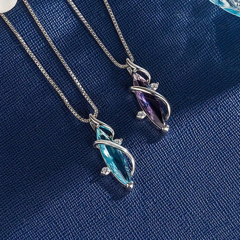 Fashion Pendant Necklace 925 Silver Jewelry with Sapphire Zircon Gemstone Accessories for Women Wedding Party Engagement Gifts