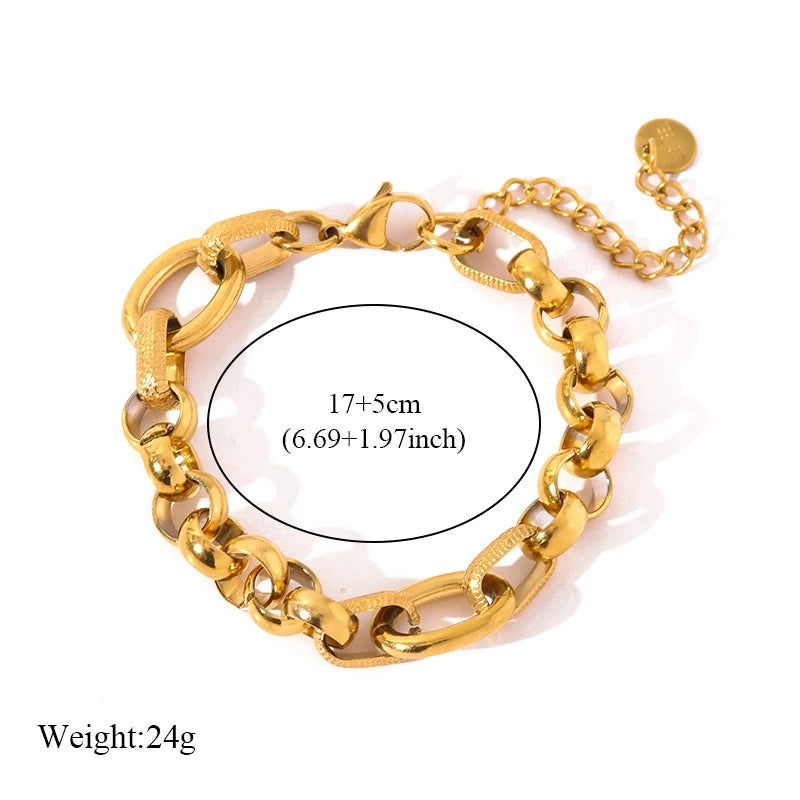 EILIECK 316L Stainless Steel Gold Color Cuban Chain Bracelet For Women Men Trendy Punk Waterproof Wrist Chain Jewelry Gift Party