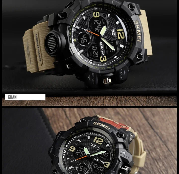 SKMEI 1155B  5Bar Waterproof Dual Display Wristwatches Relogio Masculino watch Sport Men Military Digital Watches Sport Watch